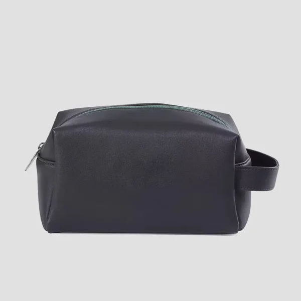 Black soft leather men's travel bag