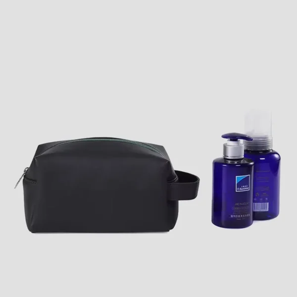 Black soft leather men's travel bag