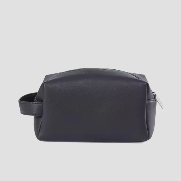 Black soft leather men's travel bag